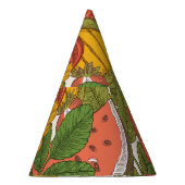 サマーフードヴィンテージイラストレーションパターン パーティーハット (右)