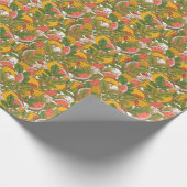 サマーフードヴィンテージイラストレーションパターン ラッピングペーパー (角)