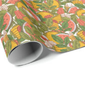 サマーフードヴィンテージイラストレーションパターン ラッピングペーパー (ロールコーナー)