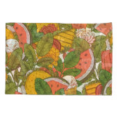 サマーフードヴィンテージイラストレーションパターン 枕カバー (裏面)