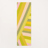 サマーブライトパステルピンクグリーン幾何ストライプ ヨガマット (正面)