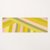 サマーブライトパステルピンクグリーン幾何ストライプ ヨガマット (正面(横))
