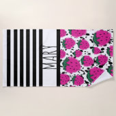 サマーブラックストライプ抽象芸術 ビーチタオル (正面)