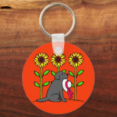 サマーブラックラブラドール(ひまわり) キーホルダー (正面)