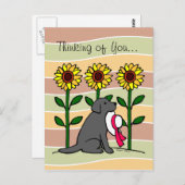 サマーブラックラブラドール（ひまわり） ポストカード (正面/裏面)