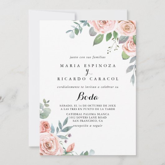 サマーブリーズスペインのフローラ結婚ズ 招待状 (正面)