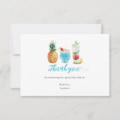 サマーブルーウォーターカラーカクテルバースデーパーティー サンキューカード (正面)