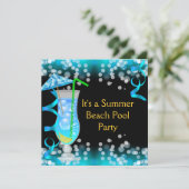 サマーブルーカクテルビーチプールパーティー 招待状 (スタンド正面)