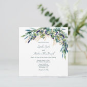 サマーブルーグリーンウォーター色のフローラ結婚ズインビタ 招待状 (スタンド正面)
