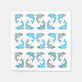 サマーブルーグレーキュートドルフィンズイラスト スタンダードカクテルナプキン (正面)