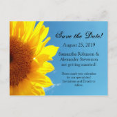 サマーブルースカイイエローサンフラワー日付を保存 案内ポストカード (正面)