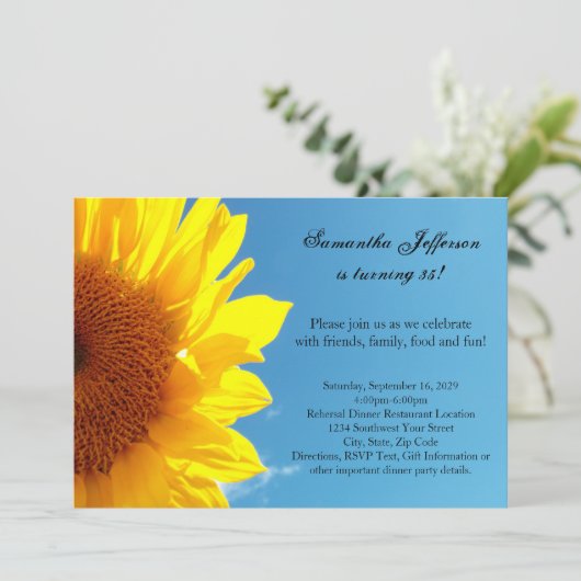 サマーブルースカイ、イエローサンフラワーバースデーパーティー 招待状 (スタンド正面)