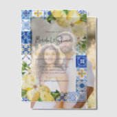 サマーブルータイルズレモンイタリアンブライダルシャワー ベラム紙招待状 (オフセット (カップル))