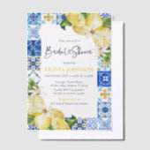 サマーブルータイルズレモンイタリアンブライダルシャワー ベラム紙招待状 (オフセット)