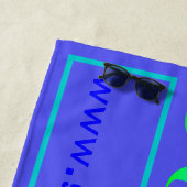 サマーブルーターコイズピンクモノグラムの名 ビーチタオル (インサイチュ)