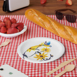 サマーブルーティットサンフラワーフローラ ペーパープレート