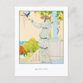 サマーブルーバードフランスのファッション ポストカード (正面)