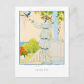 サマーブルーバードフランスのファッション ポストカード (正面)