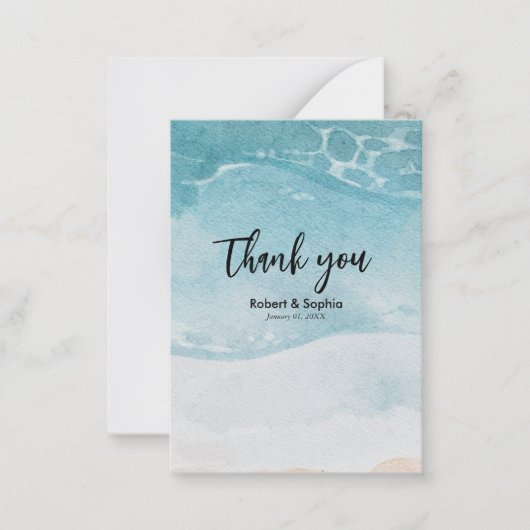 サマーブルービーチ結婚式ありがとう ノートカード (正面)