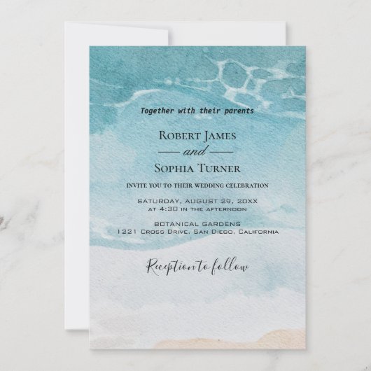 サマーブルービーチ結婚式招待状 招待状 (正面)