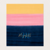 サマーブルーピンクイエローストロークストライプス絵を描ズ 名刺 (外部フラット)