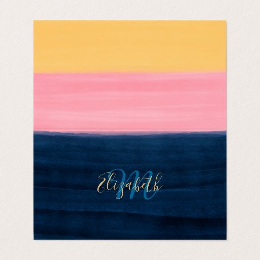 サマーブルーピンクイエローストロークストライプス絵を描ズ 名刺 (外部フラット)