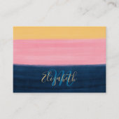 サマーブルーピンクイエローストロークストライプス絵を描ズ 名刺 (正面)