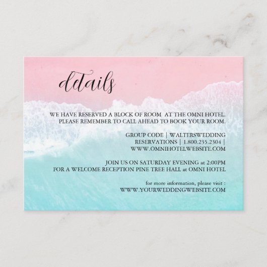 サマーブルーピンク海ビーチ詳細 エンクロージャーカード (正面)