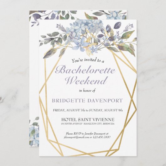 サマーブルーフローラバチェロレッテ週末の日程 招待状 (正面/裏面)