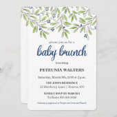 サマーブルーベリーリーフベビーブランチ招待状 招待状 (正面/裏面)