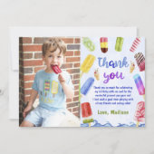 サマーブルーポプシクル誕生日写真サンキューカード サンキューカード (正面)