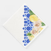 サマーブルー地中海のタイルとレモンプリント (コーナー)