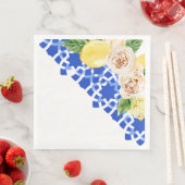 サマーブルー地中海のタイルとレモンプリント (インサイチュ)