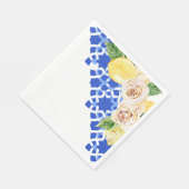 サマーブルー地中海のタイルとレモンプリント スタンダードランチョンナプキン (角)
