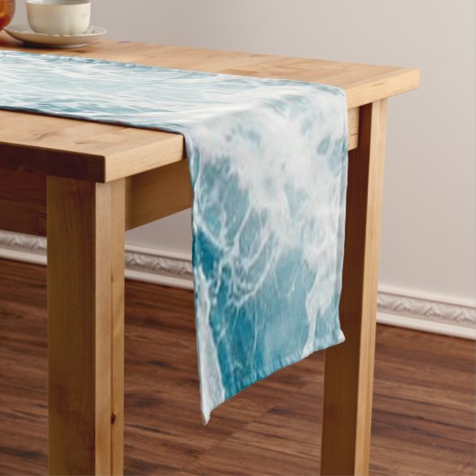 サマーブルー海ウェーブ ショートテーブルランナー (インサイチュ)