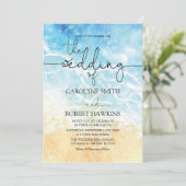 サマーブルー海ビーチウォーター結婚カラー 招待状 (スタンド正面)