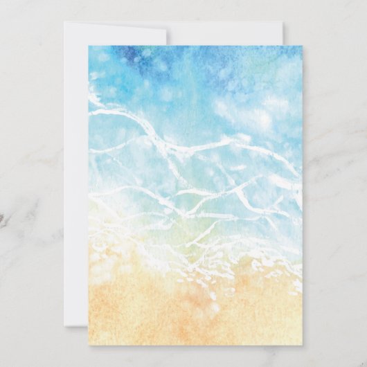 サマーブルー海ビーチウォーター結婚カラー 招待状 (裏面)