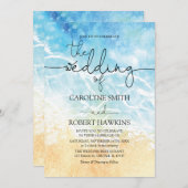 サマーブルー海ビーチウォーター結婚カラー 招待状 (正面/裏面)