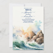 サマーブルー海ビーチブライダルシャワー 招待状 (正面)