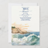 サマーブルー海ビーチブライダルシャワー 招待状 (正面)