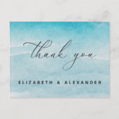サマーブルー海ビーチ結婚式サンキューカード ポストカード (正面)