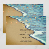 サマーブルー海ビーチ結婚式招待状 セーブザデート (正面/裏面)