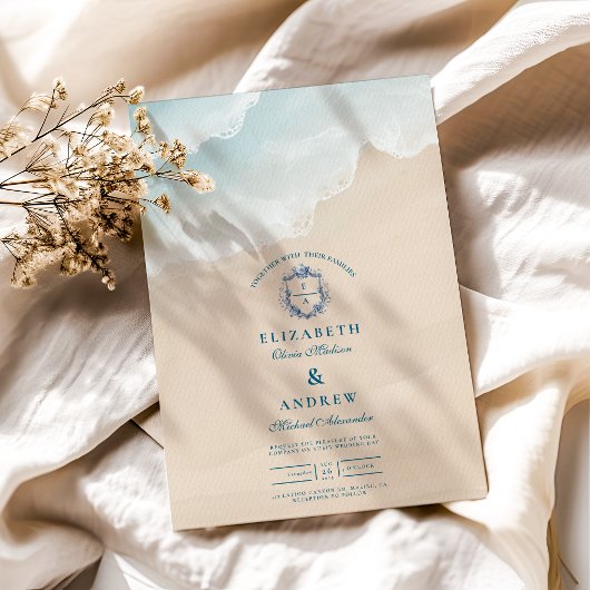 サマーブルー海ビーチ結婚式 招待状