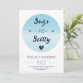 サマーブルー海引用文結婚式招待状 招待状 (スタンド正面)