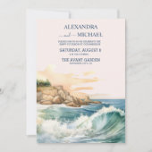 サマーブルー海波熱帯ビーチ結婚式 招待状 (正面)