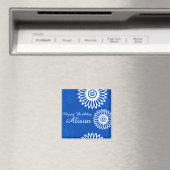 サマーブルー花ハッピーバースデー名磁石 マグネット (インサイチュ (食洗機))