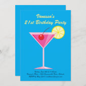 サマーブルー21歳の誕生日パーティの招待状 招待状 (正面/裏面)