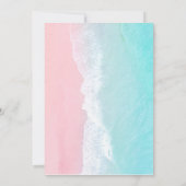 サマーブルー、ピンクの海ビーチ日付カードを保存 セーブザデート (裏面)