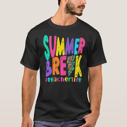 サマーブレイク先生動揺してレオパード稲妻 Tシャツ (正面)