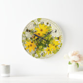 サマーブーケ鮮やか黄 ラージ壁時計 (ホーム)